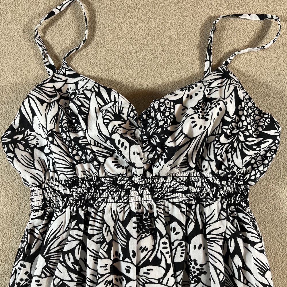 Aeropostale Maxi Dress Women's XS Black‎ White Pink Floral Hawaiian Resort Y2K - Picture 10 of 14